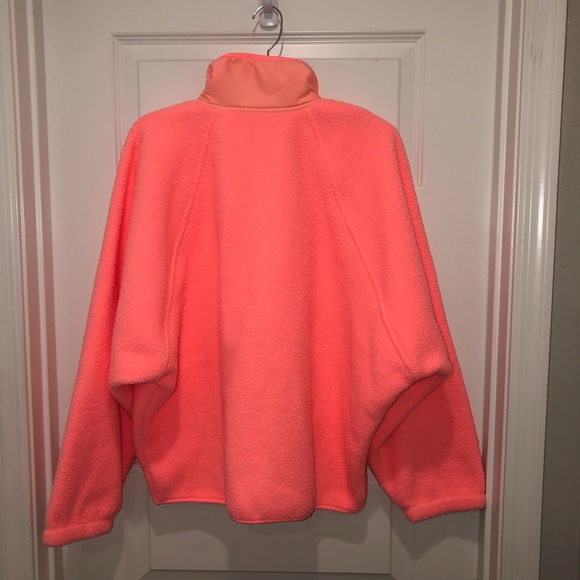 New FP Movement by Free People Neon Coral Hit The Slopes Fleece Jacket Coat sz L - Picture 7 of 7